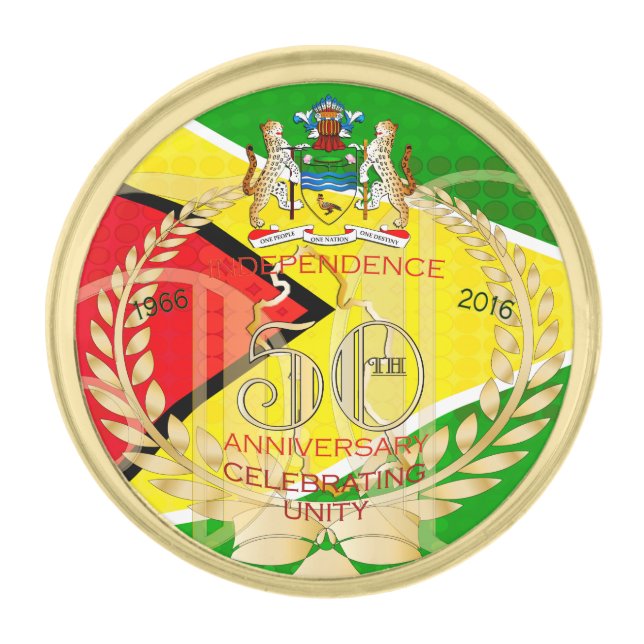 Lapel Pin Republic of Guyana, Happy 50th Independe (Front)