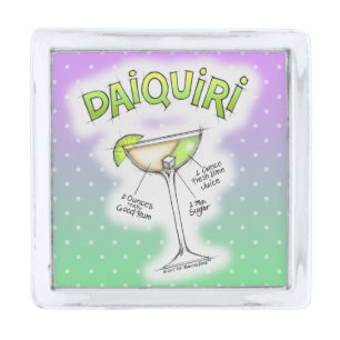 LAPEL PINS - DAIQUIRI RECIPE COCKTAIL ART SILVER FINISH LAPEL PIN