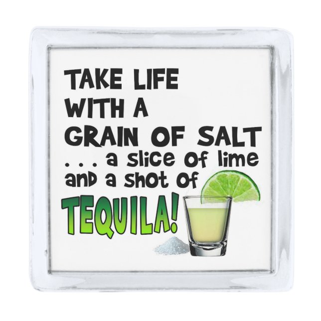 LAPEL PINS - LIFE, LIME, SALT, TEQUILA! SILVER FINISH LAPEL PIN (Front)