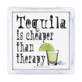 LAPEL PINS, TEQUILA IS CHEAPER THAN THERAPY SILVER FINISH LAPEL PIN