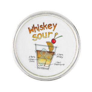 LAPEL PINS - WHISKEY SOUR RECIPE COCKTAIL ART