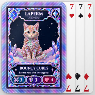 LaPerm Cat, Rainbow Foil Art Poker Cards