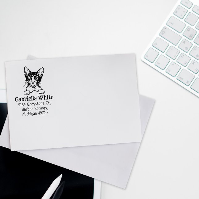 Laperm Cat Return Address Pet  Rubber Stamp (Creator Uploaded)
