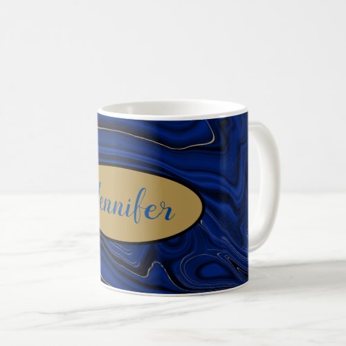 Lapis Blue Agate Swirls Personalized Coffee Mug