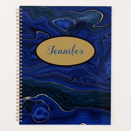 Lapis Blue Agate Swirls Personalized Planner