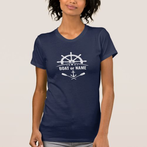 Lapis Blue Anchor Oars Ships Helm Boat or Name T_Shirt