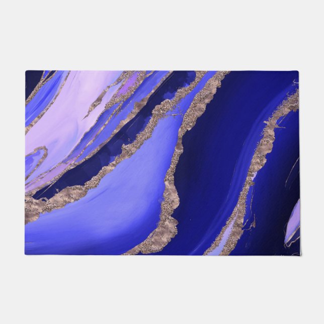 Lapis Blue and Lavender Flow Doormat (Front)