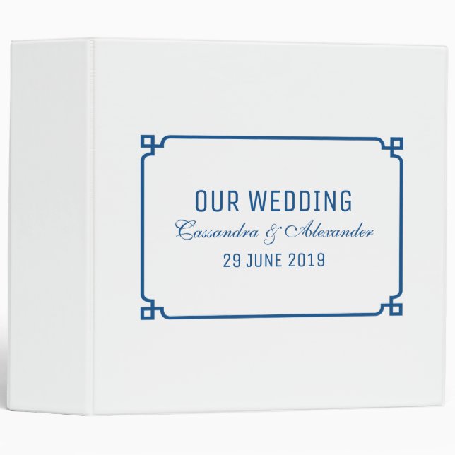 Lapis Blue Deco Chic Wedding Binder (Front/Spine)