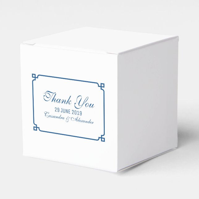 Lapis Blue Deco Chic Wedding Favor Boxes (Front Side)