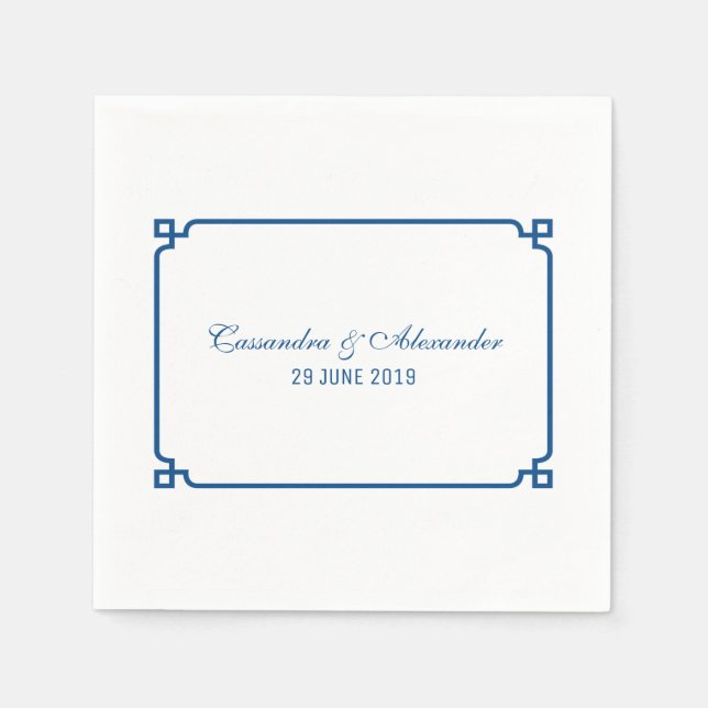 Lapis Blue Deco Chic Wedding Napkins (Front)
