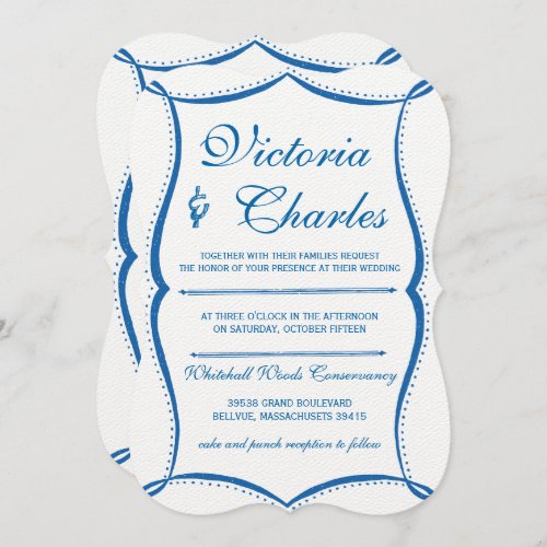 Lapis Blue Modern Vintage Typography Ocean Blue Invitation