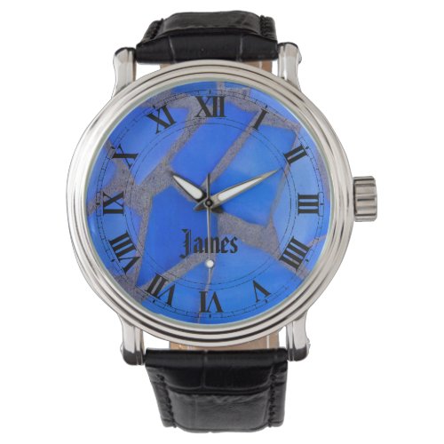 Lapis Blue Mosaic Stained Glass and Your Name Watch