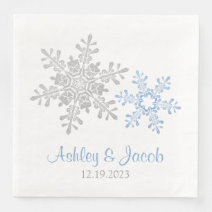 Lapis Blue Silver Snowflake Wedding Paper Dinner Napkins