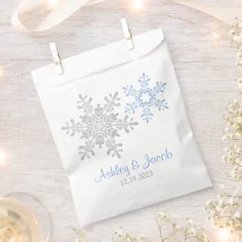 Lapis Blue Silver Snowflake Winter Wedding  Favor Bag by wasootch at Zazzle