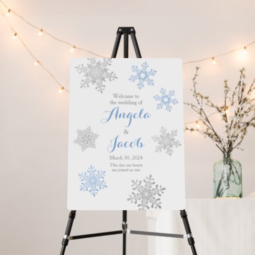 Lapis Blue Silver Snowflake Winter Wedding Foam Board