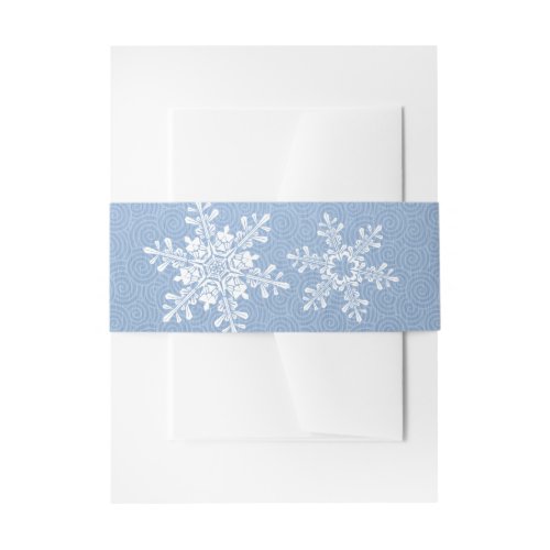 Lapis Blue White Snowflake Winter Wedding Invitation Belly Band