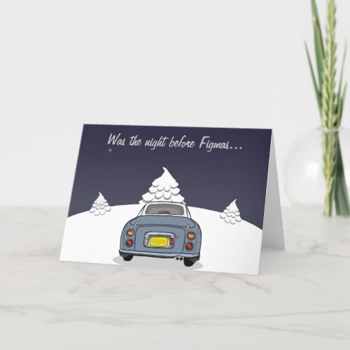 Lapis Grey Figaro Car Christmas Holiday Card