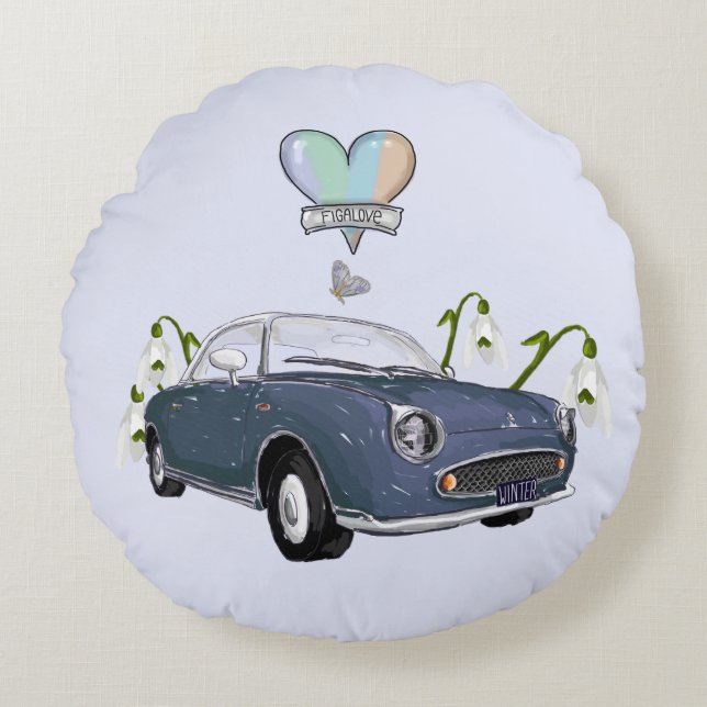 Lapis Grey Figaro round pillow (Front)