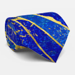 Lapis Lazuli and gold waves pattern Tie