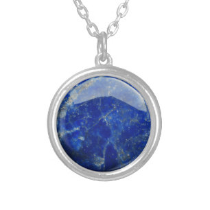 Lapis Lazuli Blue Gemstone Pattern Silver Plated Necklace