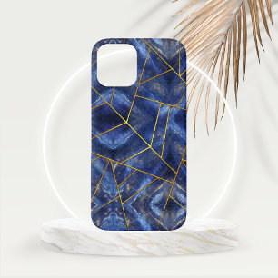 Lapis Lazuli Inlay Look with Golden Trim iPhone 12 Case