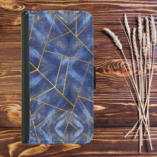 Lapis Lazuli Inlay Look with Golden Trim Samsung Galaxy S5 Wallet Case