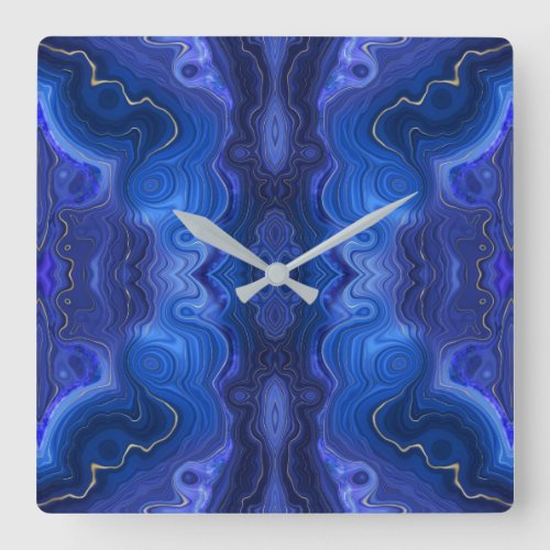 Lapis lazuli inspired artsy  square wall clock