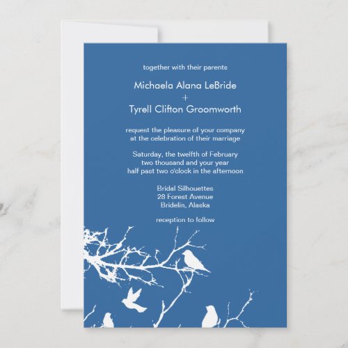 Lapis Lazuli Love Birds Wedding Custom Invitation