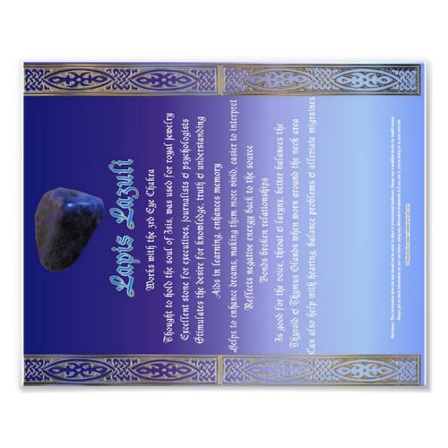 Lapis Lazuli Properties Chart Photo Print