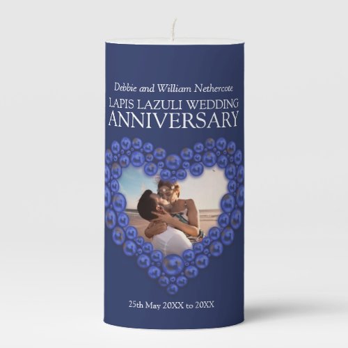 Lapis Lazuli wedding anniversary heart photo blue Pillar Candle