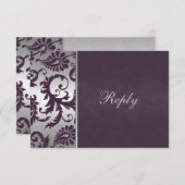 Lapis Purple and Silver Damask RSVP Card (Front/Back)