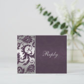 Lapis Purple and Silver Damask RSVP Card II (Standing Front)