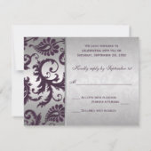 Lapis Purple and Silver Damask RSVP Card II (Back)