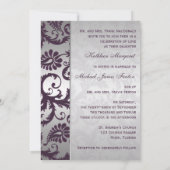 Lapis Purple and Silver Damask Wedding Invitation (Back)
