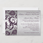 Lapis Purple and Silver Damask Wedding Invitation (Back)