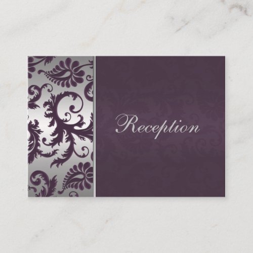 Lapis Purple and Silver Grey Damask Enclosure Card Business Card Template