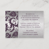 Lapis Purple and Silver Grey Damask Enclosure Card (Back)