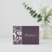 Lapis Purple and Silver Grey Damask Enclosure Card (Standing Front)