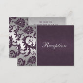 Lapis Purple and Silver Grey Damask Enclosure Card (Front/Back)