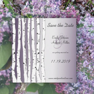 Lapis Purple Birch Tree Wedding Save the Date Invitation
