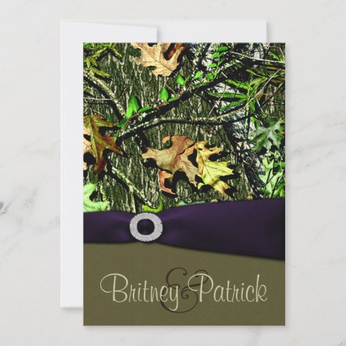 Lapis Purple Hunting Camo Wedding Invitations