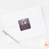 Lapis Purple & Silver Grey Damask Wedding Favor Square Sticker (Envelope)