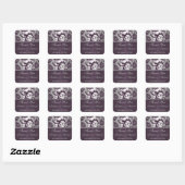 Lapis Purple & Silver Grey Damask Wedding Favor Square Sticker (Sheet)