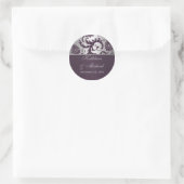 Lapis Purple & Silver Grey Damask Wedding Sticker (Bag)