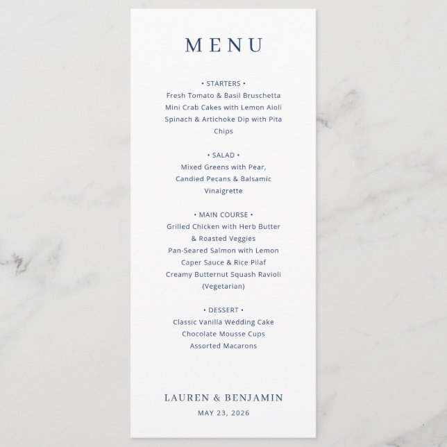 Lapis Rose Wedding Menu (Front)