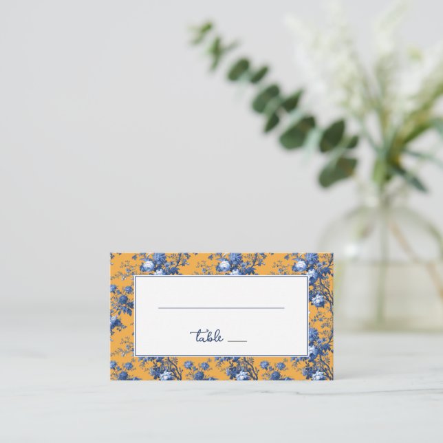 Lapis Rose Wedding Place Card (Standing Front)