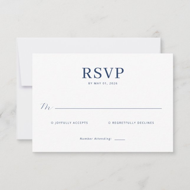 Lapis Rose Wedding RSVP Card (Front)