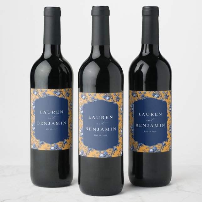 Lapis Rose Wedding Wine Label (Bottles)