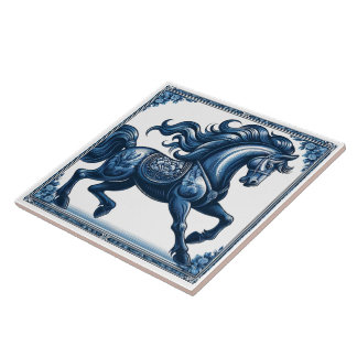 Lapis Stallion:  Botanical Majesty Ceramic Tile