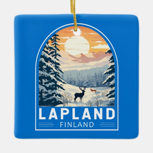 Lapland Finland Travel Art Vintage Ceramic Ornament